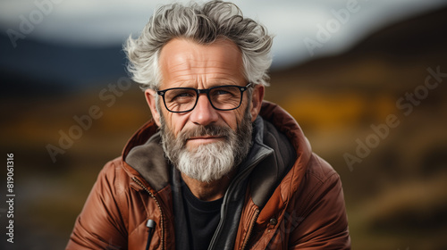 Personnes âgées, visage souriant. Grand-père et grand-mère en retraite, homme et femme mature. Cheveux gris, extérieur, désinvolte, vieillesse sereine, regardant sérieusement.