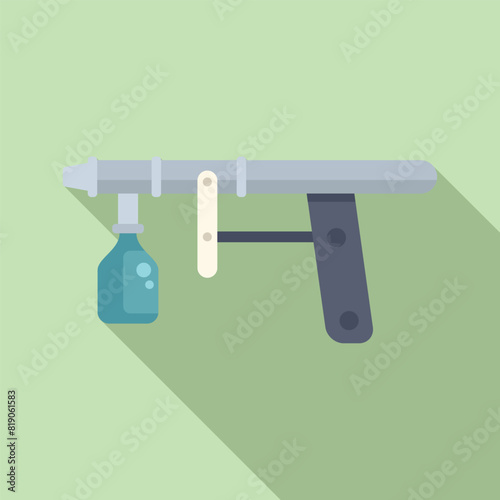 Flat design vector of a caulk gun with blue sealant tube on a green background