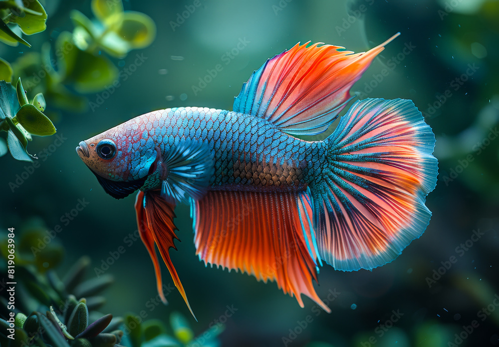 A beautiful red and blue Siamese fighting fish A beautiful red and blue Siamese fighting fish