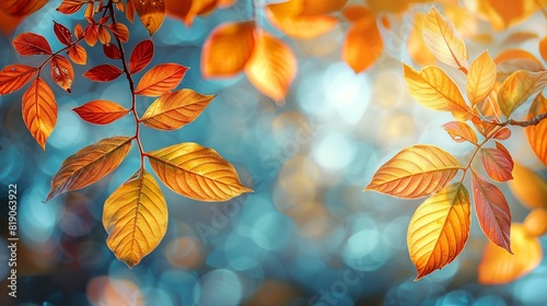 Nature Background Soft-focus background with colorful autumn leaves Illustration image 