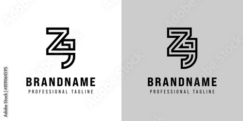 Letters ZJ Monogram Logo, suitable for any business with ZJ or JZ initials