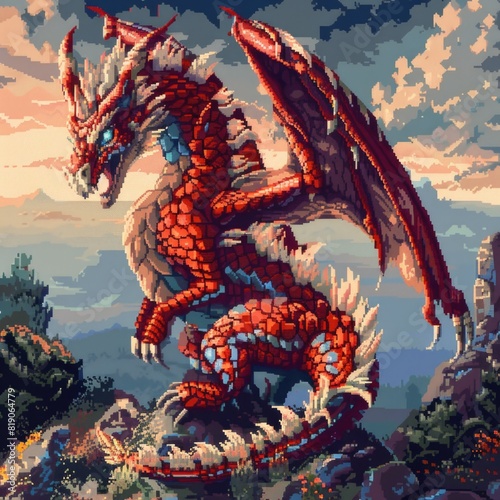 Dragon painting pixel art