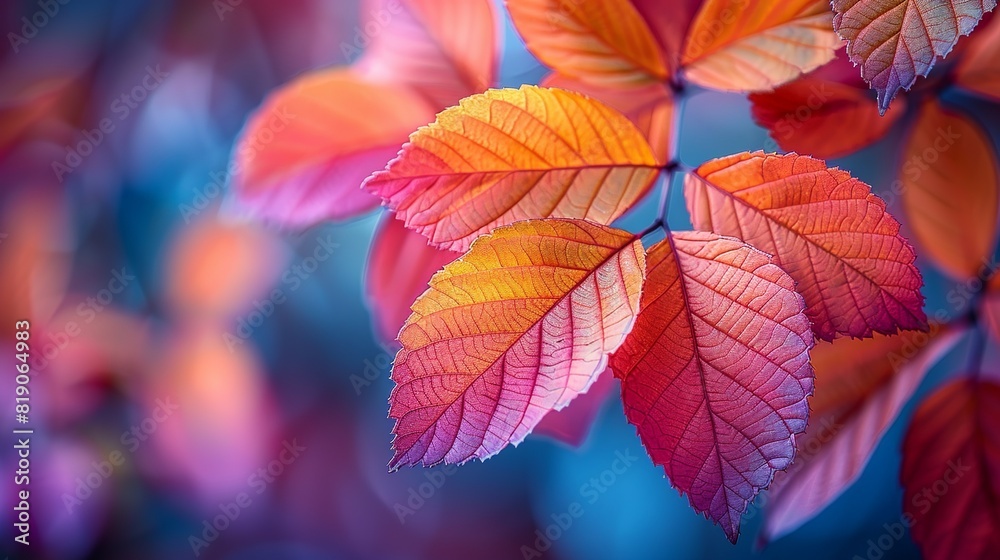 Nature Background Brightly colored leaves with a soft, blurred background Illustration image, Nature Background Brightly colored leaves with a soft, blurred background Illustration image,