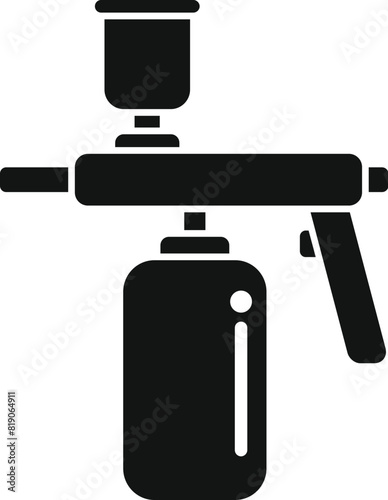 Vector illustration of a spray paint can with a cap, in a bold black silhouette