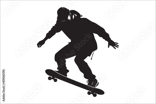 Skateboarders Silhouette Vector Illustration, skateboarders silhouettes Vector collection, skateboarder silhouettes.