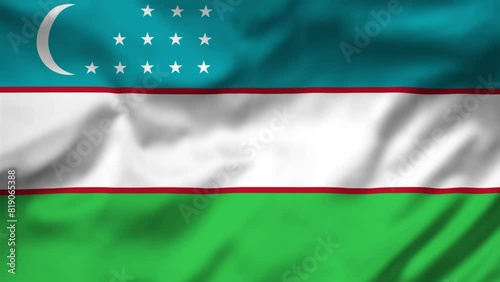 Uzbekistan Flag waving in the wind, National Flag background video, High Speed Full HD 4K
