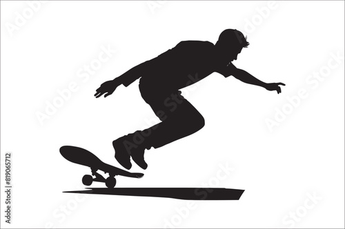 Skateboarders Silhouette Vector Illustration, skateboarders silhouettes Vector collection, skateboarder silhouettes.