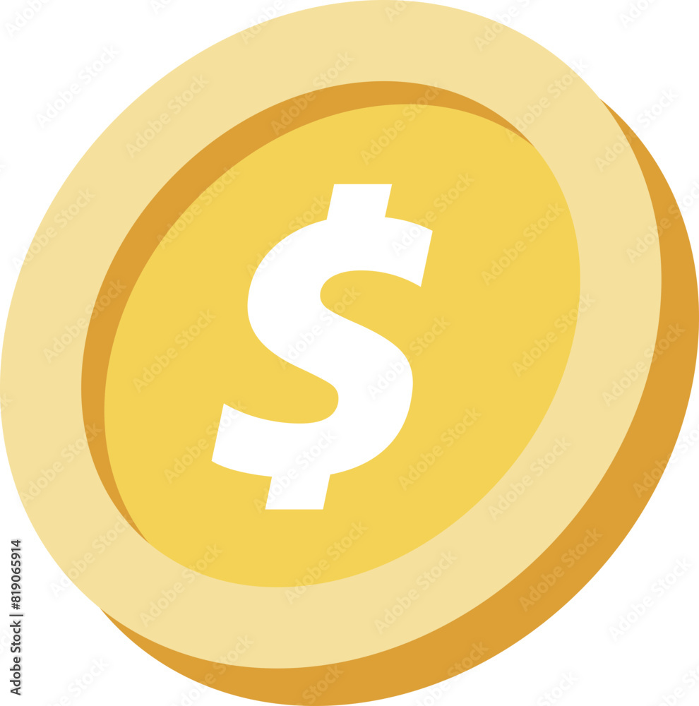 Dollar coins, gold money flat design.
