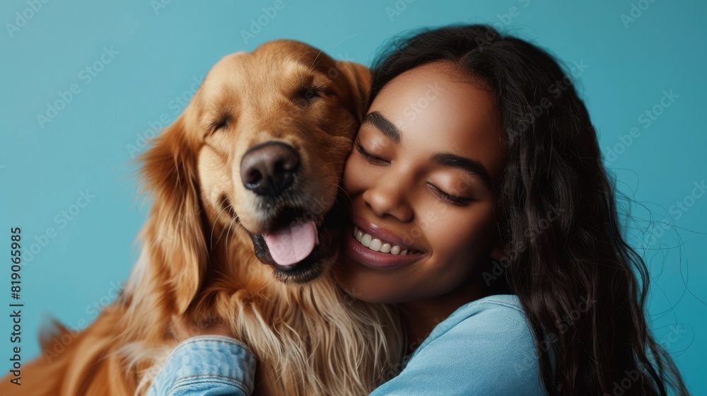 A Smiling Woman Hugging Dog