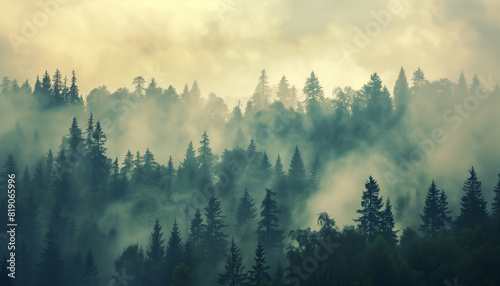 Misty morning in forest © GrayFrog