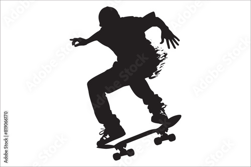 Skateboarders Silhouette Vector Illustration, skateboarders silhouettes Vector collection, skateboarder silhouettes.