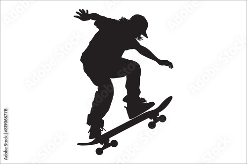 Skateboarders Silhouette Vector Illustration, skateboarders silhouettes Vector collection, skateboarder silhouettes.