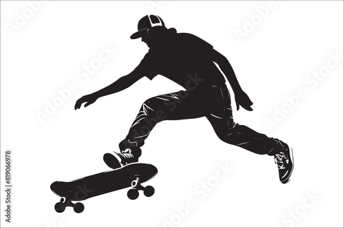 Skateboarders Silhouette Vector Illustration, skateboarders silhouettes Vector collection, skateboarder silhouettes.