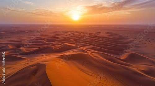Dunes in a gigantic desert  infinite horizon of sand  aerial landscape view of a natural and spectacular beautiful spot
