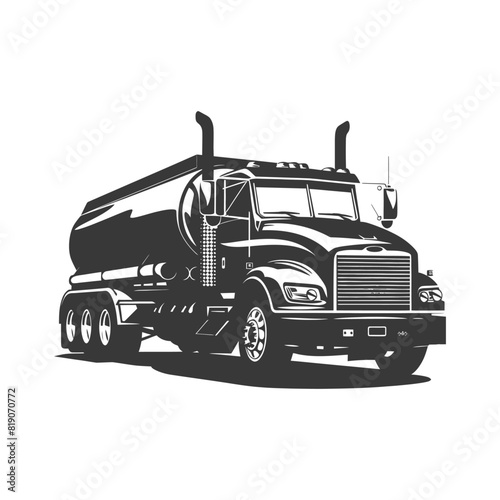 silhouette fuel tunker truck black color only photo