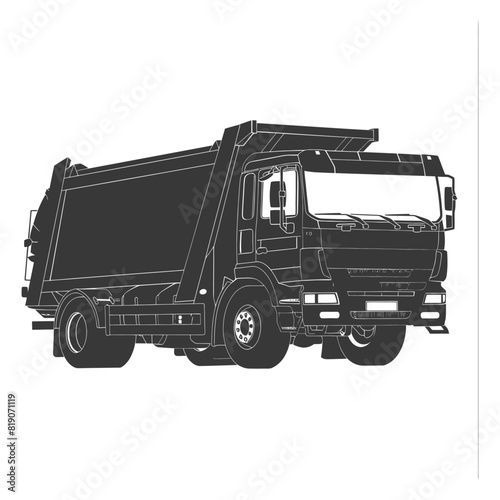 silhouette garbage truck black color only