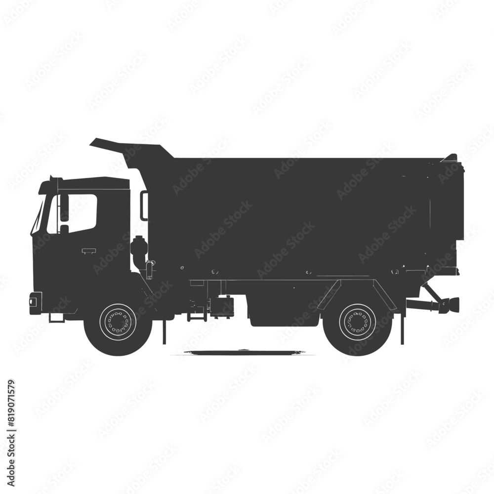 silhouette garbage truck black color only silhouette garbage truck black color only