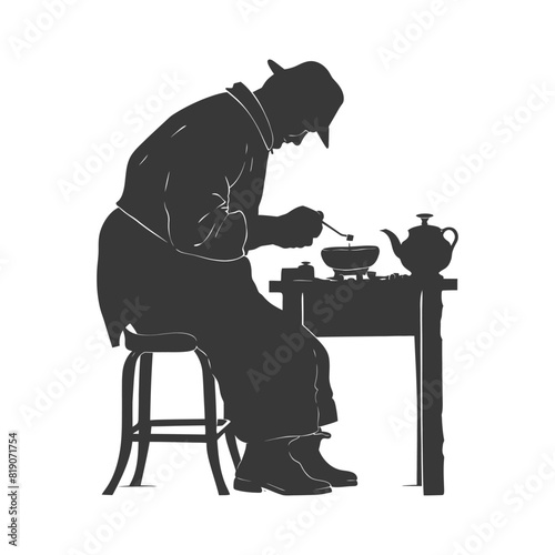 silhouette goldsmith in action full body black color only