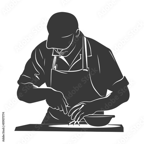 silhouette goldsmith in action full body black color only