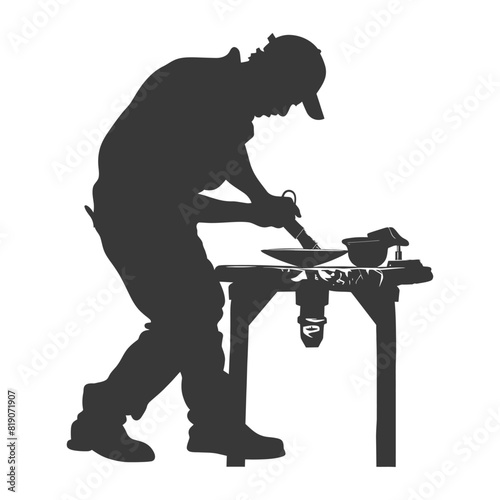 silhouette goldsmith in action full body black color only
