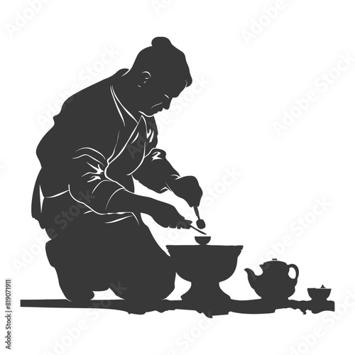 silhouette goldsmith in action full body black color only