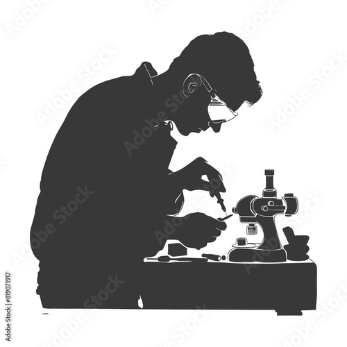 silhouette goldsmith in action full body black color only