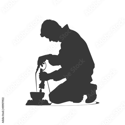 silhouette goldsmith in action full body black color only