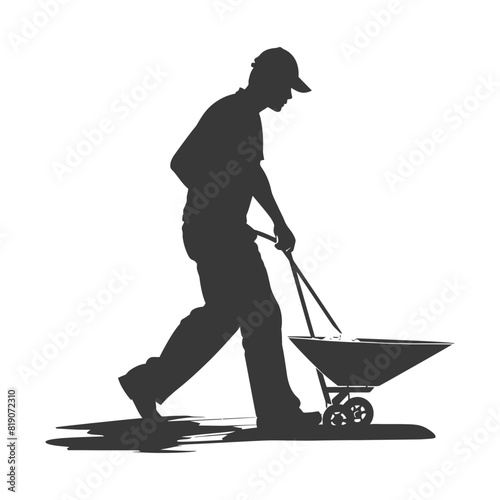 silhouette labour working with wheelbarrow black color only