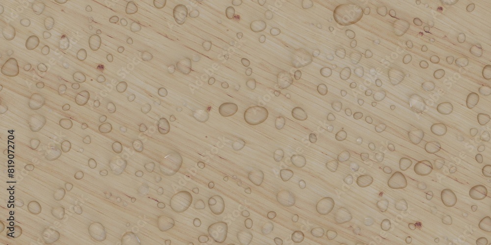Water drops on a wooden floor. Rain drops. Wooden panels. 3D illustration. Water drops on a wooden floor. Rain drops. Wooden panels. 3D illustration.