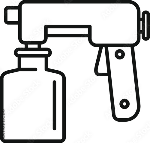 Black and white line art vector illustration of a handheld spray paint gun