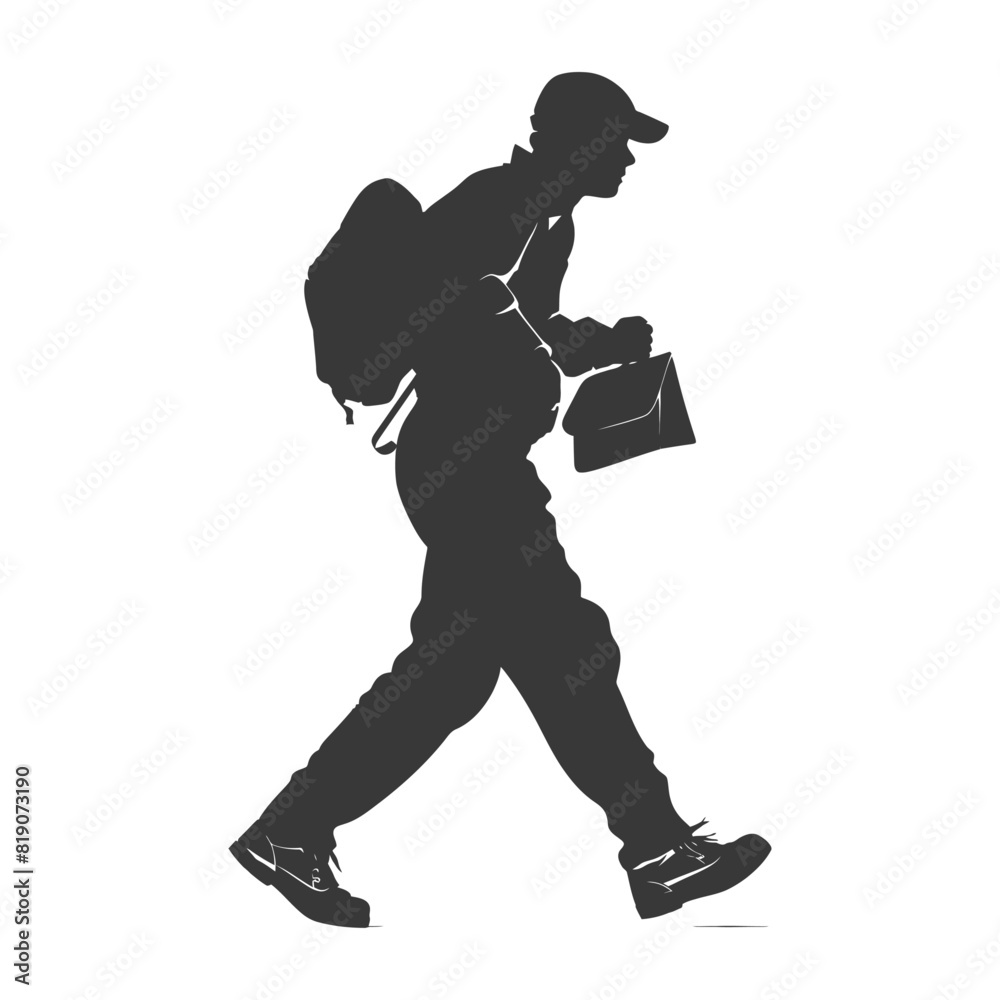 silhouette Mailman in action full body black color only silhouette Mailman in action full body black color only