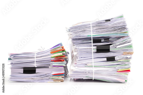 Stack of Documents isolated on white background. Documents pile.