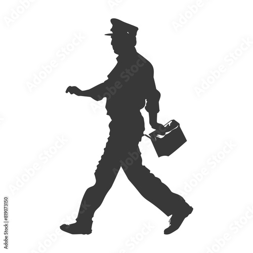 silhouette Mailman in action full body black color only