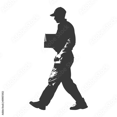 silhouette Mailman in action full body black color only