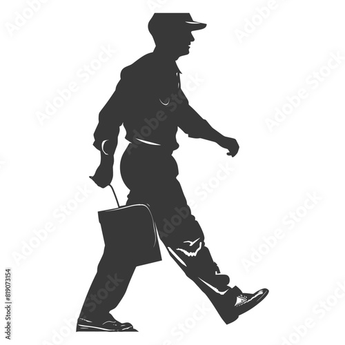 silhouette Mailman in action full body black color only