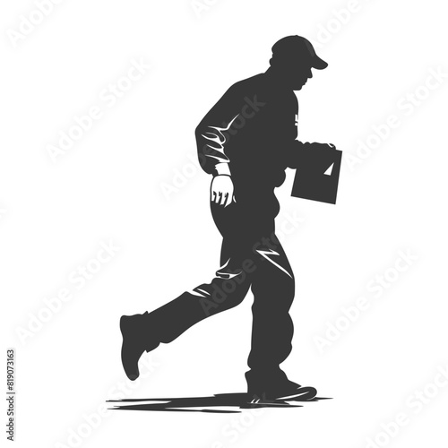 silhouette Mailman in action full body black color only