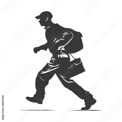 silhouette Mailman in action full body black color only