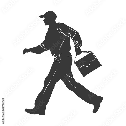 silhouette Mailman in action full body black color only