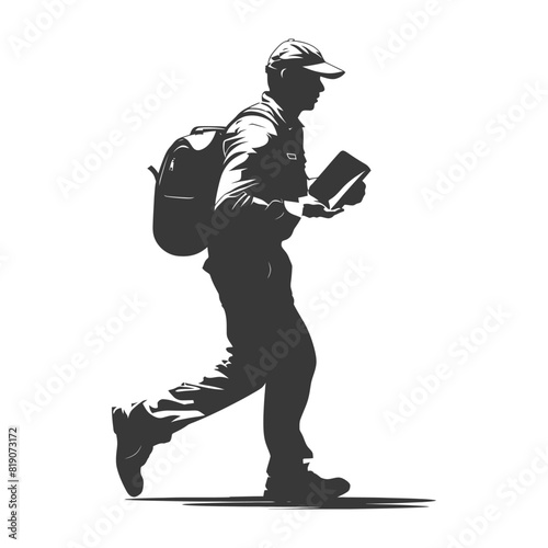 silhouette Mailman in action full body black color only