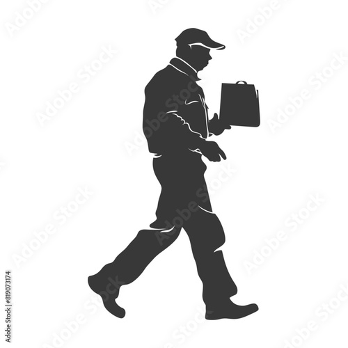 silhouette Mailman in action full body black color only