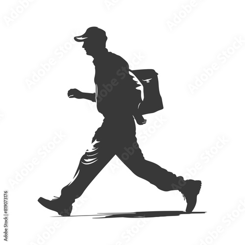 silhouette Mailman in action full body black color only