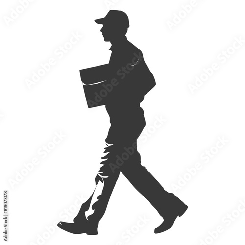 silhouette Mailman in action full body black color only