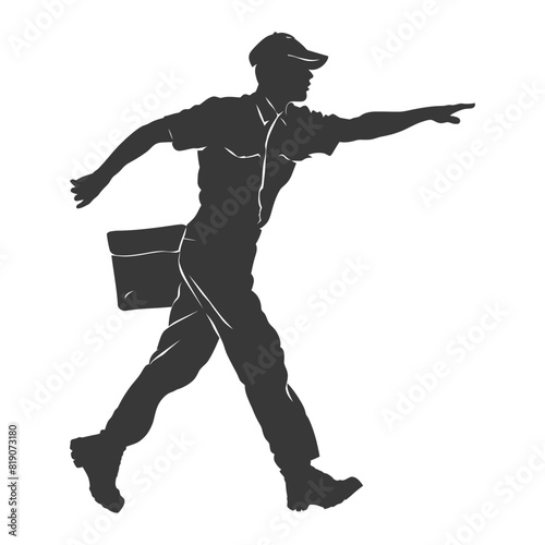 silhouette Mailman in action full body black color only
