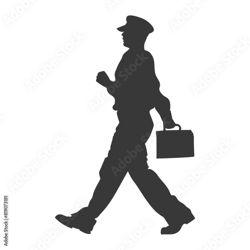 silhouette Mailman in action full body black color only