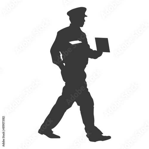 silhouette Mailman in action full body black color only