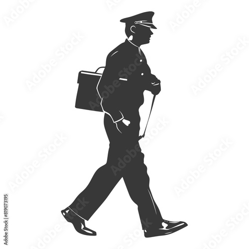 silhouette Mailman in action full body black color only