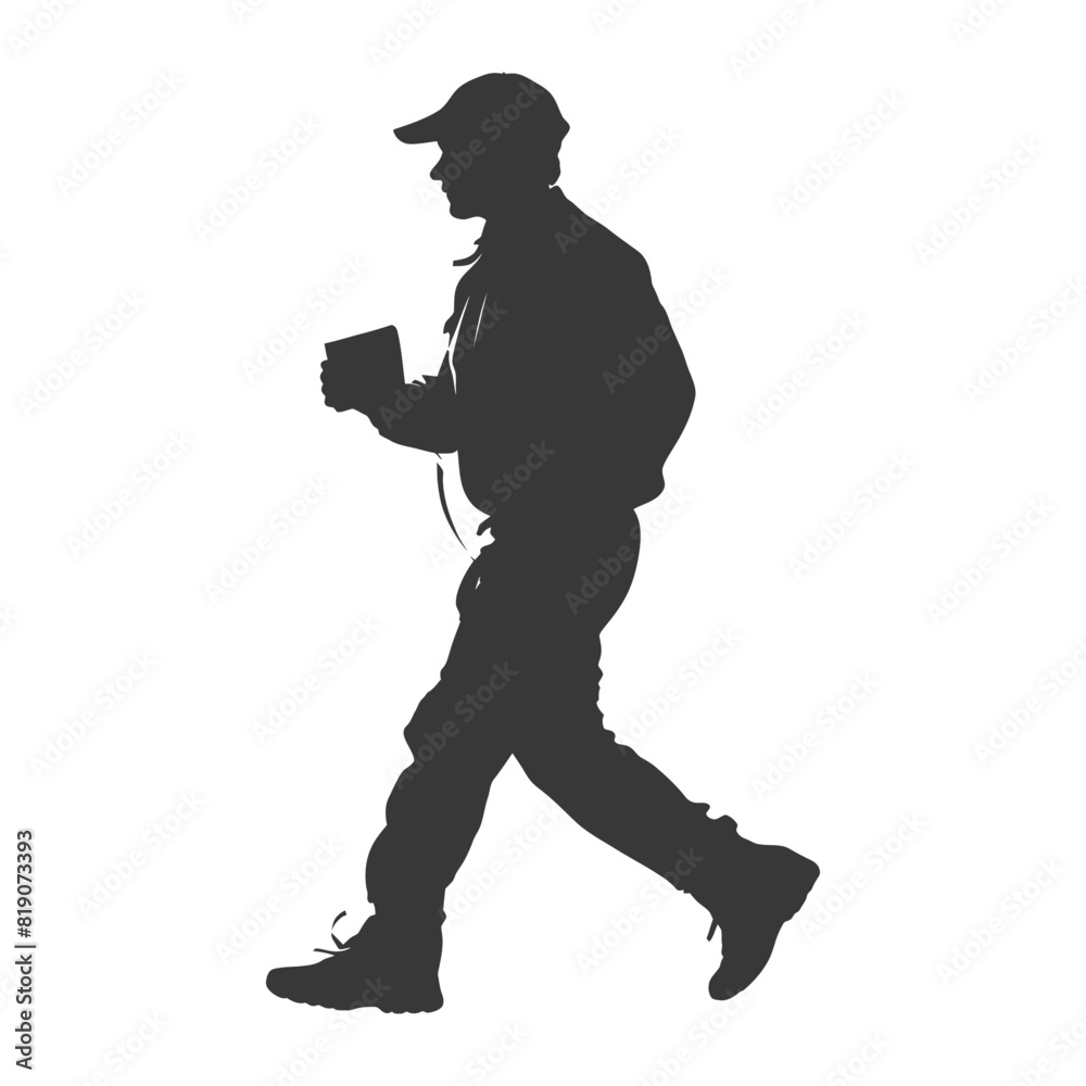 silhouette Mailman in action full body black color only silhouette Mailman in action full body black color only