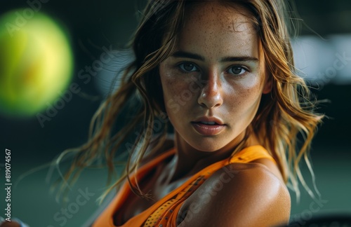 Young Woman Holding Tennis Racket
