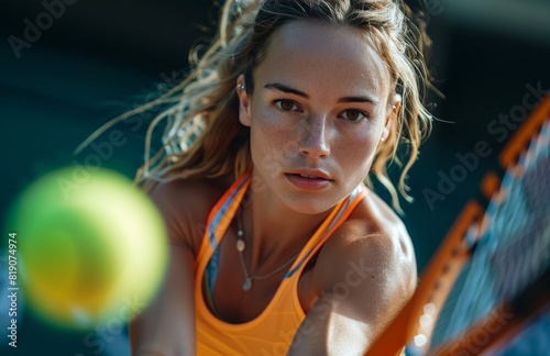 Young Woman Holding Tennis Racket