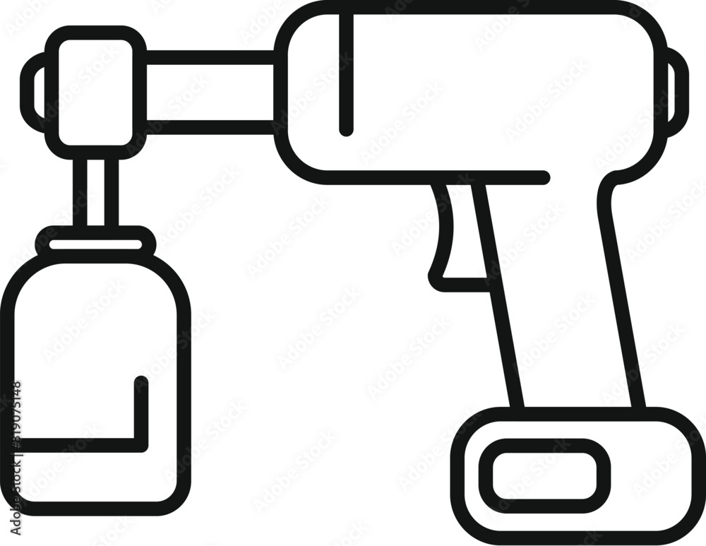 Simplistic line art icon of a modern cordless power drill, isolated on a white background Simplistic line art icon of a modern cordless power drill, isolated on a white background